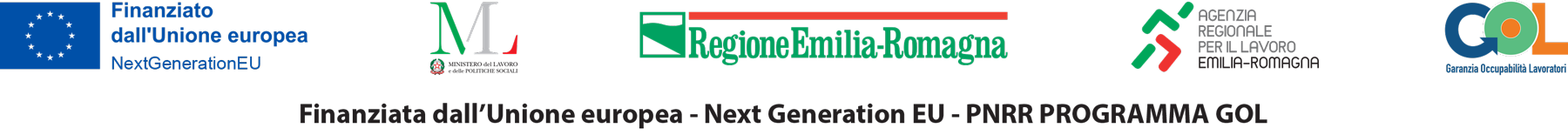 Finanziato dall'Unione europea NextGenerationEU, Ministero del Lavoro e delle Politiche Sociali, Regione Emilia-Romagna, Agenzia Regionale per il Lavoro Emilia-Romagna, Programma GOL - Garanzia Occupabilità dei Lavoratori